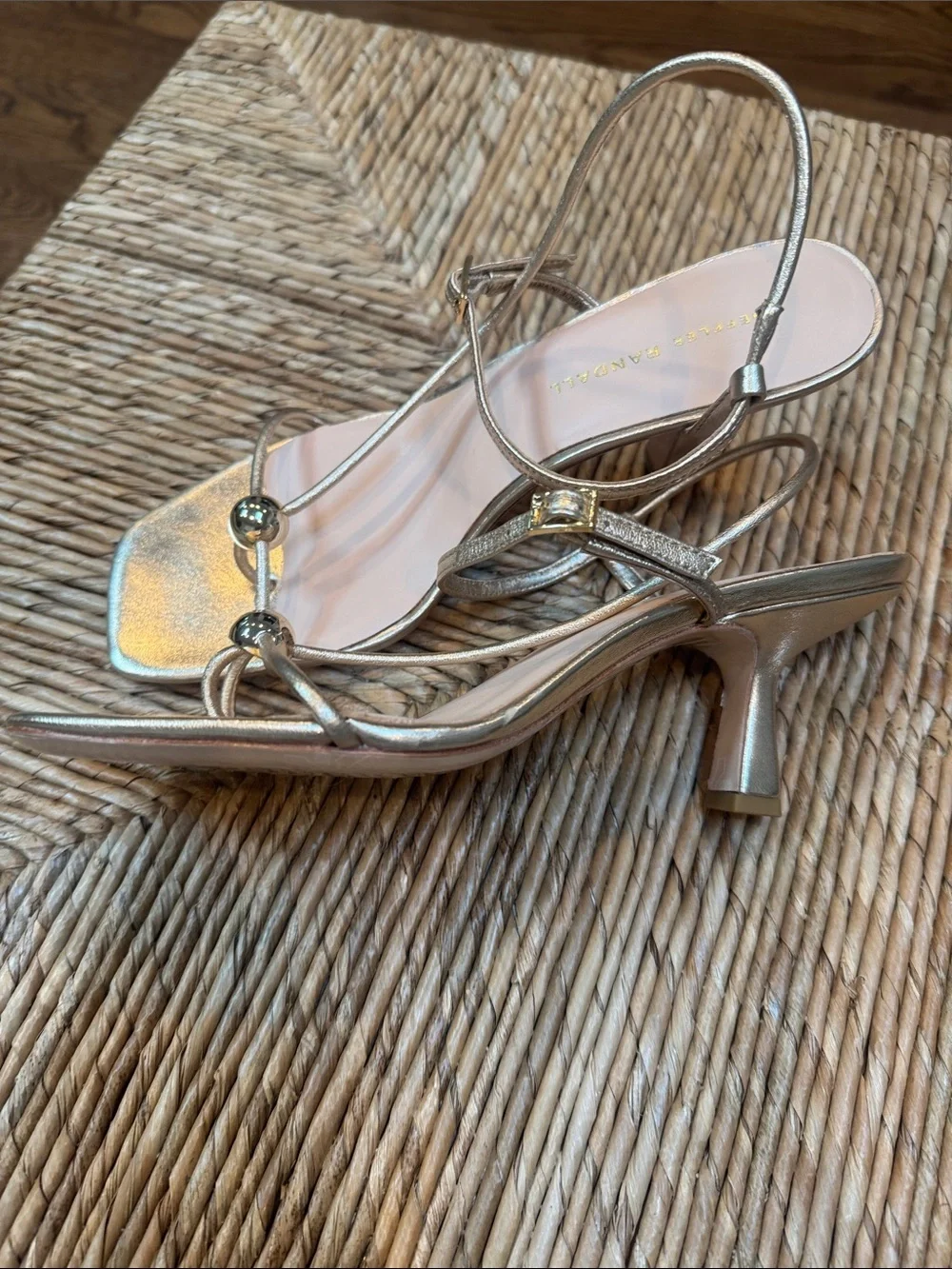 Loeffler Randall Triana Metallic Gold Strappy Slingback Sandals